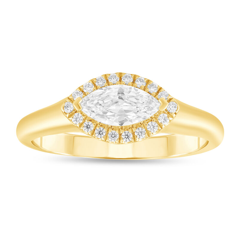 Marquise Lab Grown Diamond Horizontal Halo Engagement Ring in 14k Yellow Gold image number null